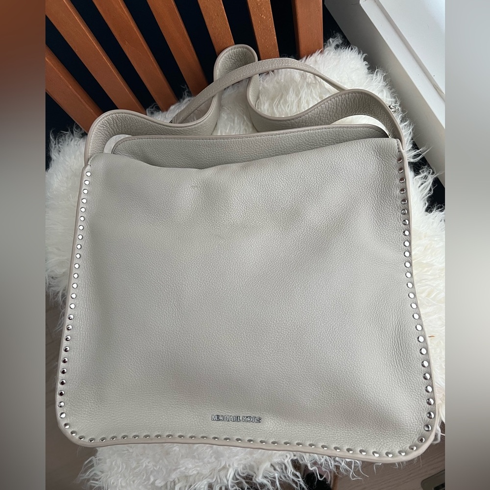 Michael Kors Astor Large Hobo Grey Studded Handbag